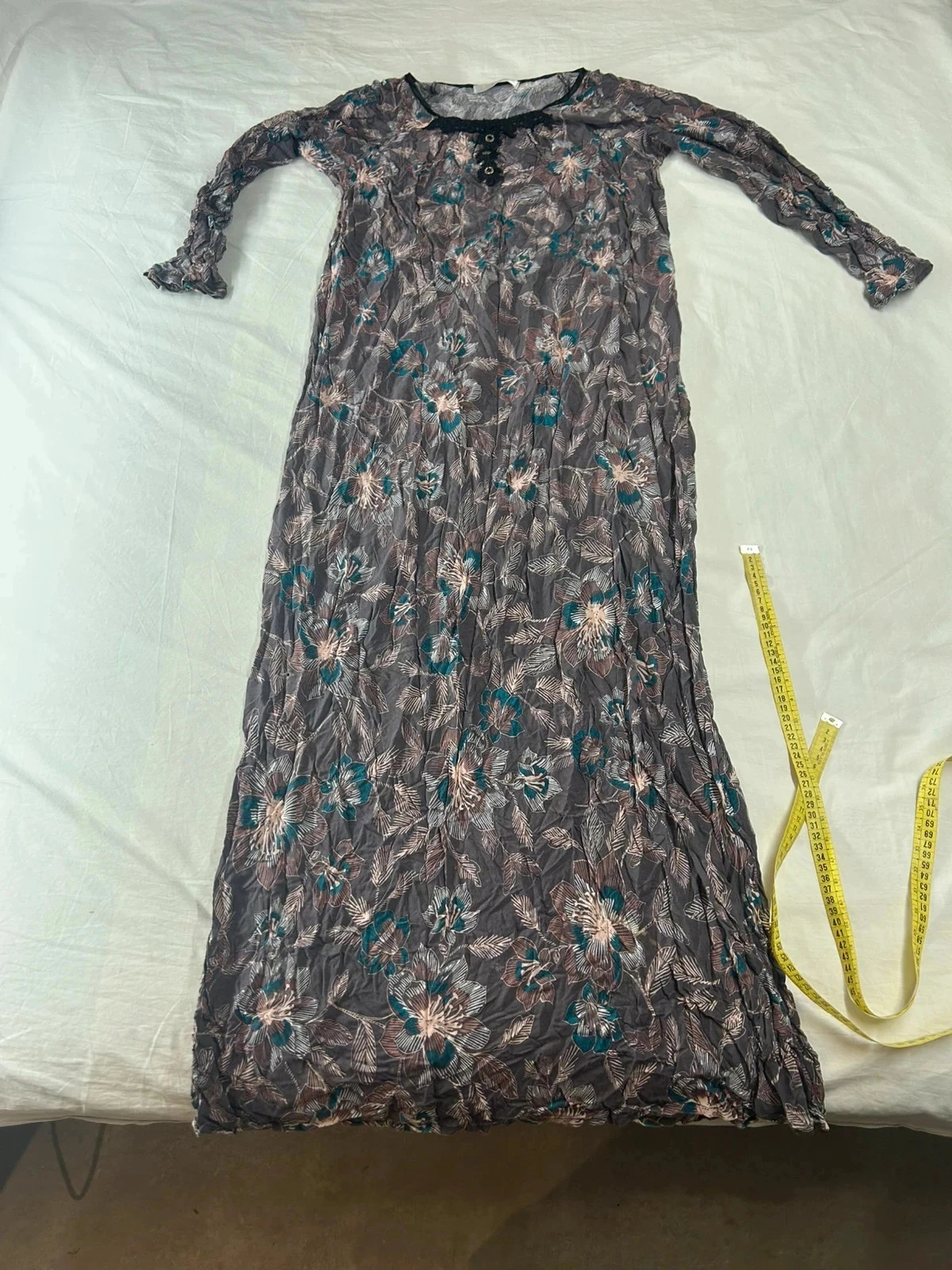 Robe longue à motifs multicolore vintage